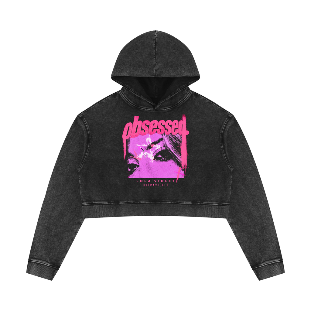 OBSESSED Women's Mineral Washed Crop Hoodie