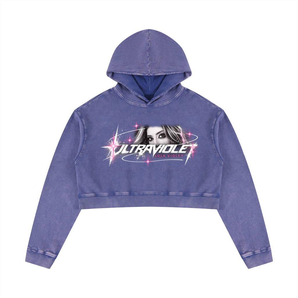 ULTRAVIOLET Women's Mineral Washed Crop Hoodie